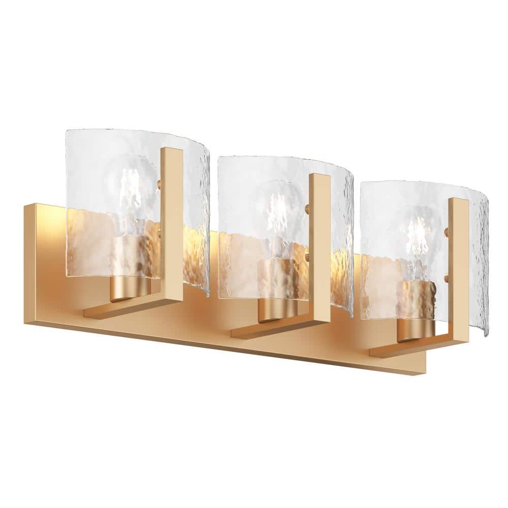 21.46 in. 3-Light Modern Gold Bathroom Vanity Light Fixtures Over Mirror wi