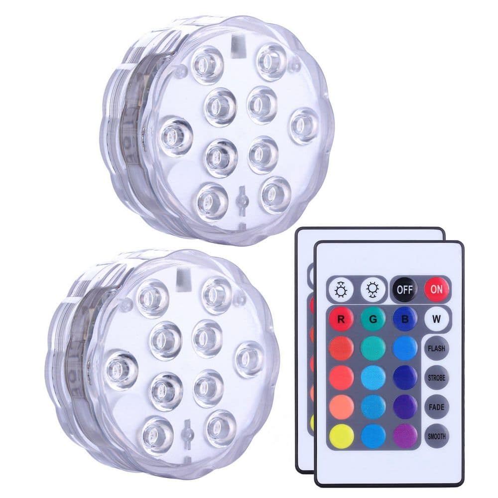 Submersible Integrated LED Lights Remote Control Battery Powered, RGB Multi