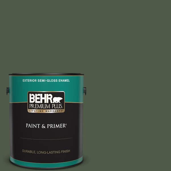 BEHR PREMIUM PLUS 1 gal. #440F-7 Fresh Pine Semi-Gloss Enamel Exterior Paint & Primer