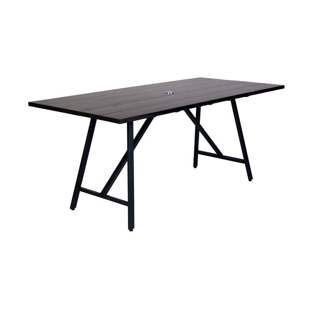 Gray and Black Eucalyptus Wood 6-Piece Outdoor Dining Set