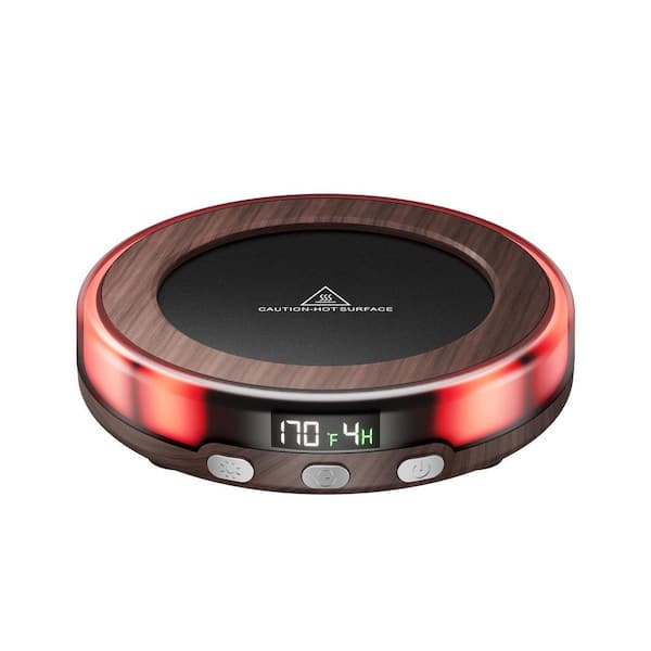 Wood Coffee Mug Warmer for Desk with 3 Temp Settings, Timer, LED Display and 3-Color Light