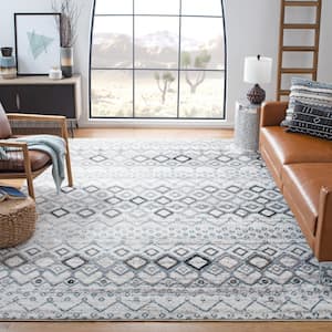 Amsterdam Ivory/Gray 9 ft. x 9 ft. Multi-Diamonds Chevron Square Area Rug