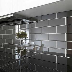 Giorbello True Gray 3 in. x 6 in. x 8 mm Glass Subway Tile (5 sq. ft ...