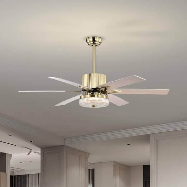 Sunpez 52 in. Indoor Gold Modern LED Ceiling Fan with Remote Control ...