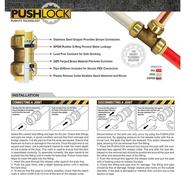 1/2 Push 'N' Connect Push Fit Brass Coupling