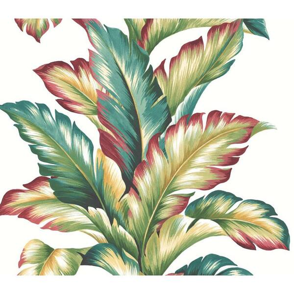 60.75 sq. ft. Multicolored Big Leaf Unpasted Paper Wallpaper Roll