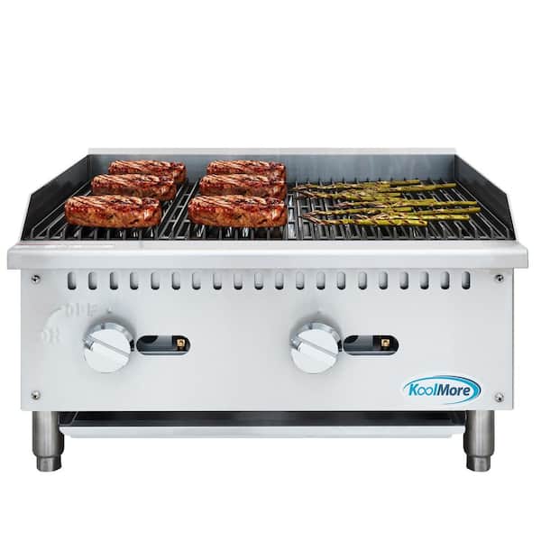 Koolmore Commercial 24 in. Natural Gas 2-Burner Charbroiler with 60,000 BTU in Stainless-Steel