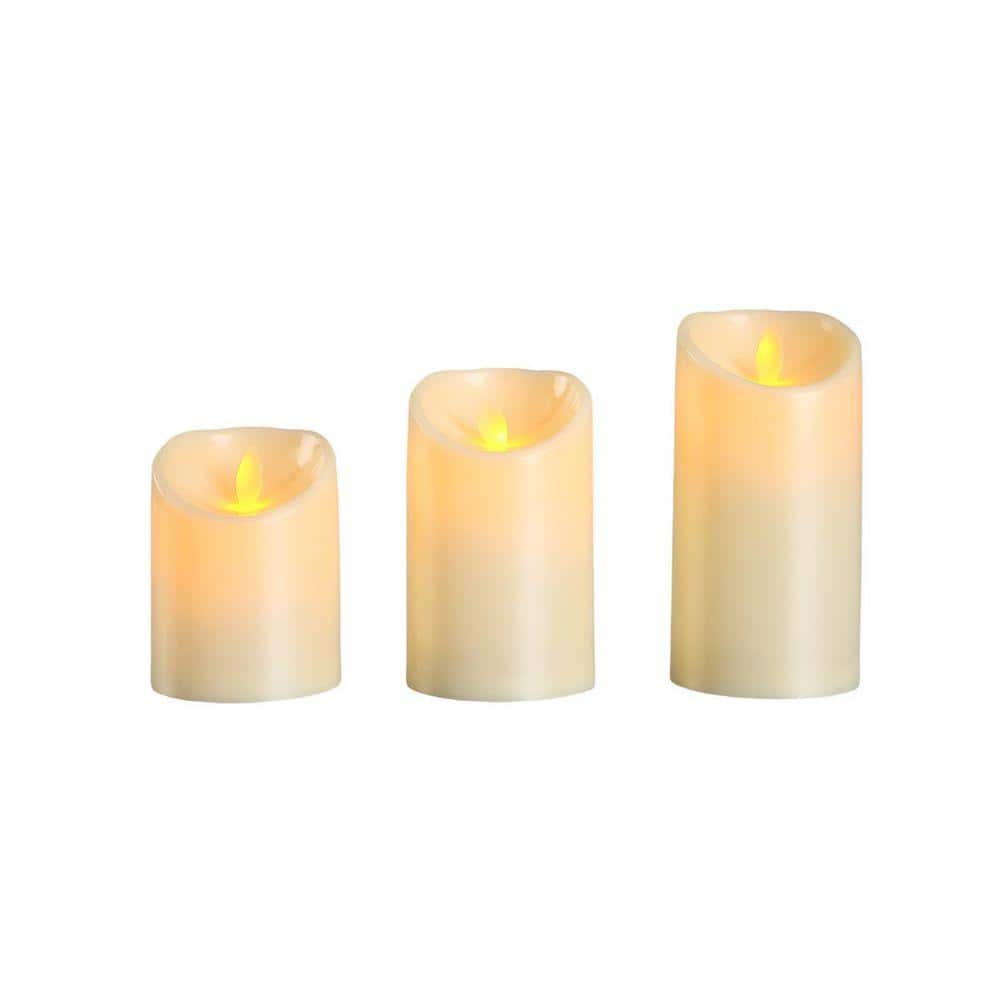 Jeedeson Ivory LED Battery Operated Flameless Candles Unscented Plastic 1 Wick Candle with Remote 3 Pack for Table Decorations