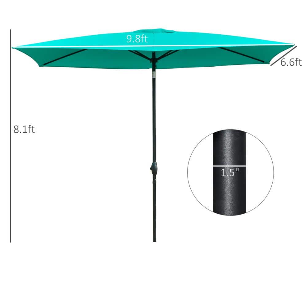 Teal Green Rectangular Market Umbrella with Crank and Tilt