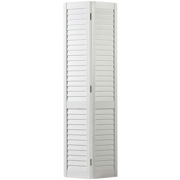 Masonite 24 in. x 80 in. Plantation Full-Louvered Painted White Solid-Core Pine Bi-Fold Interior Door