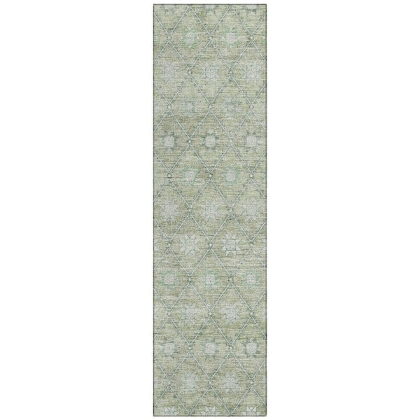 Chantille Machine Washable Indoor/Outdoor Abstract ACN1858 Aloe 2 ft. 3 in. x 7 ft. 6 in. Runner Rug