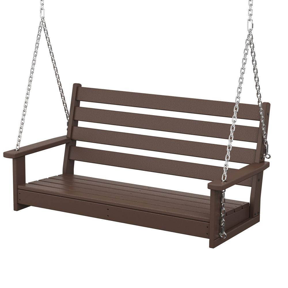 POLYWOOD Grant Park 48 in. 2Person Mahogany HDPE Plastic Swing MNS484MA The Home Depot