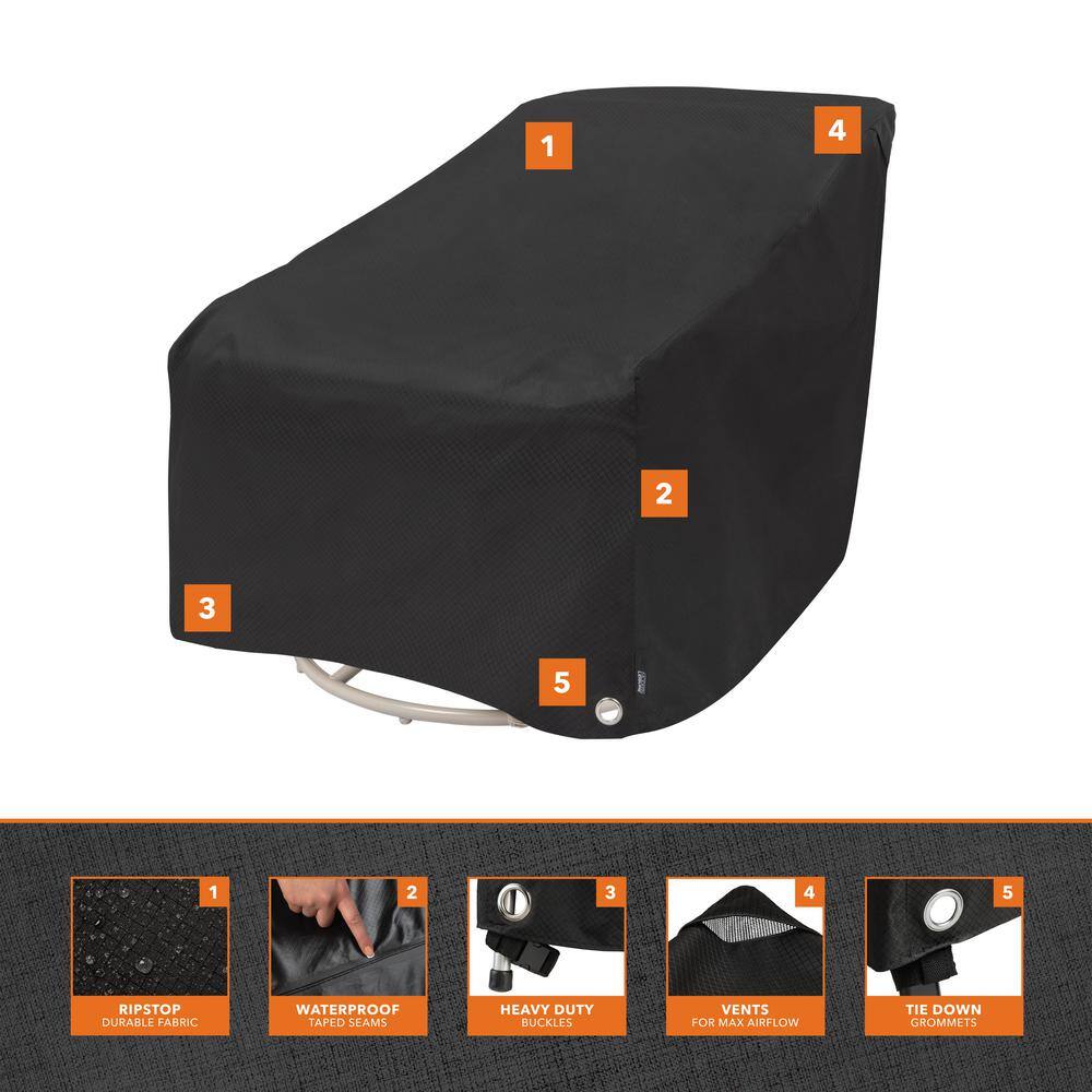 Black Waterproof Patio Swivel Lounge Chair Cover, 2 Pack