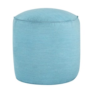 20 in. x 20 in. x 18 in. Sunbrella Cast Horizon Blue Round Outdoor Bean Pouf