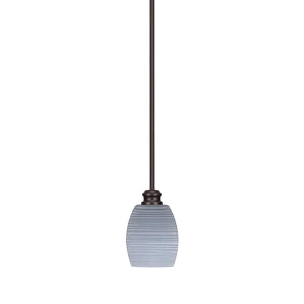Unbranded Albany 60-Watt 1-Light Espresso Shaded Pendant Light with Gray Matrix Glass Shade, No Bulbs Included