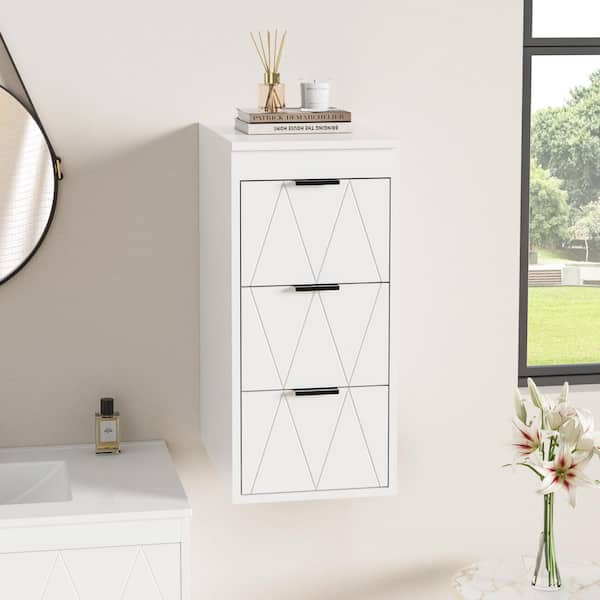 eclife Modern 12 in. W x 18 in. D x 26.5 in. H MDF Board Bathroom Storage Wall Cabinet in White