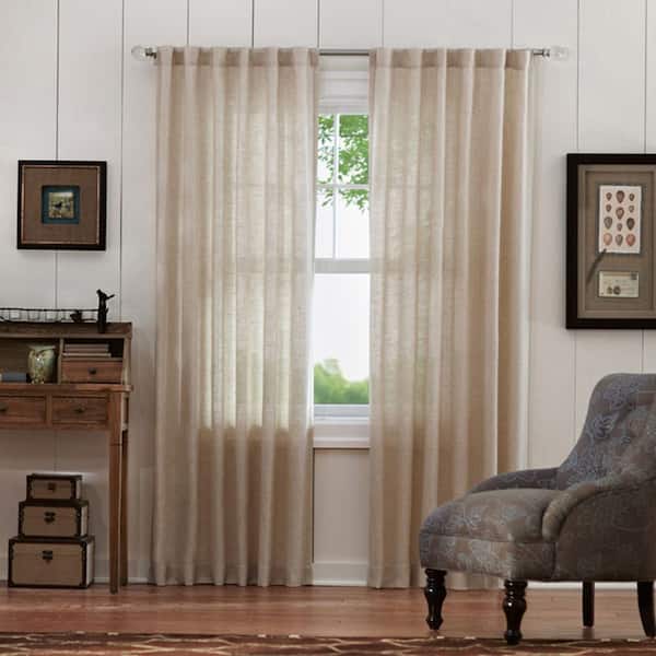 Home Decorators Collection Faux Linen Light Filtering Window Panel in Taupe - 50 in. W x 84 in. L