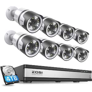 4K 16-Channel POE 4TB NVR Security Camera System with 8-Wired 5MP Outdoor Spotlight Cameras, 2-Way Audio