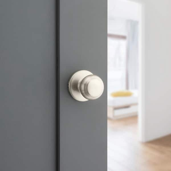 Cove Satin Nickel Passage Door Knob for Hall or Closet featuring Microban Technology