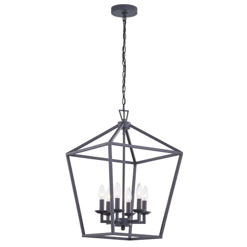 6-Light Matte Black Farmhouse Caged Pendant Light Candle Style Lantern Pendant price history on PriceWatchPro