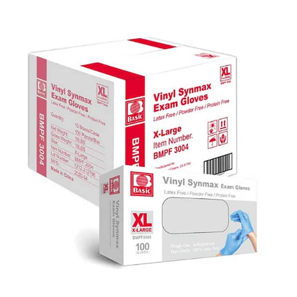 SYNMAX 4Mil Extra Large Vinyl Material Hybrid Gloves in Blue Color Mult-Purpose [Case of 1000]
