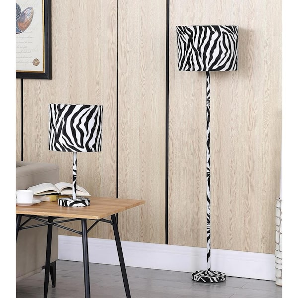 Ore International 59 In Faux Suede, Zebra Print Floor Lamp