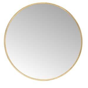 Gold 30 in. W x 30 in. H Leslie Round Metal Wall Mirror