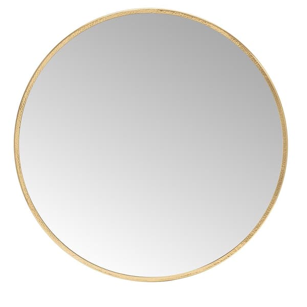 HABITAT DECOR Gold 30 in. W x 30 in. H Leslie Round Metal Wall Mirror