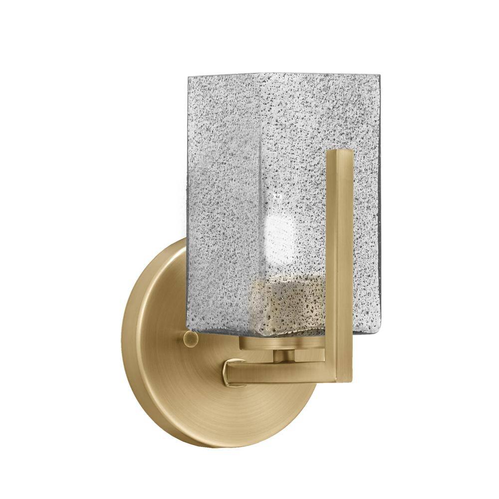 Cottonwood 3.5 in. 1 Light New Age Brass Sconce with 3.5 in. Square Smoke B