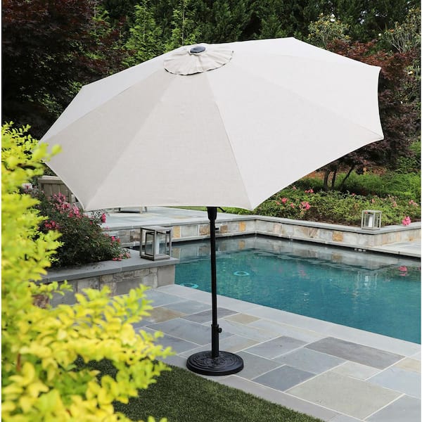 2.5M Round Garden Parasol Umbrella Patio Sun Shade Aluminium Crank Tilt brown 
