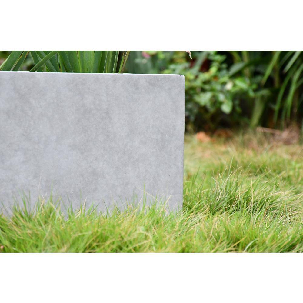 Large Rectangular Gray Lightweight Concrete Outdoor Planter