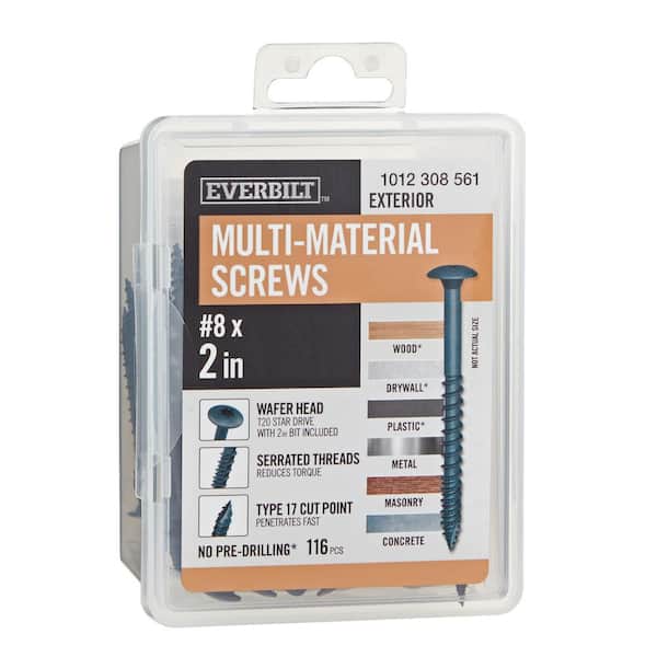 #8 x 2 in. Black 6-Lobe Torx Drive Exterior Wafer Head Multi-Material Screw 1 lbs. -Box (116-Piece )