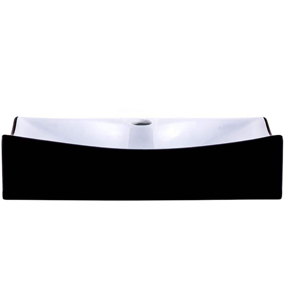 Modern Black and White Ceramic Rectangular Vessel Sink