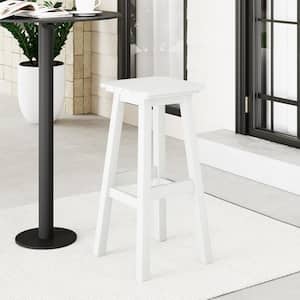 Laguna 29 in. HDPE Plastic All Weather Backless Square Seat Bar Height Outdoor Bar Stool in White