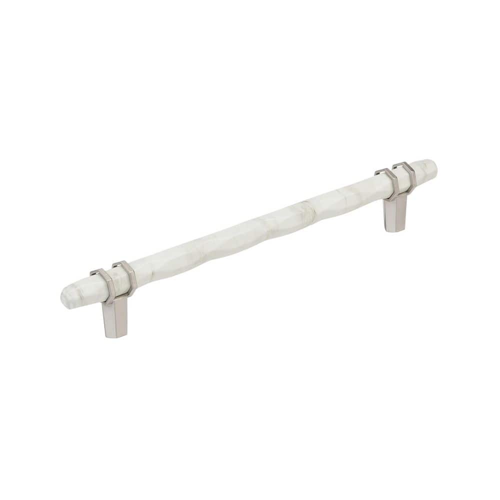 Carrione 8 in. (203mm) Center-to-Center Marble White/Satin Nickel Bar Cabinet Pull price history on PriceWatchPro
