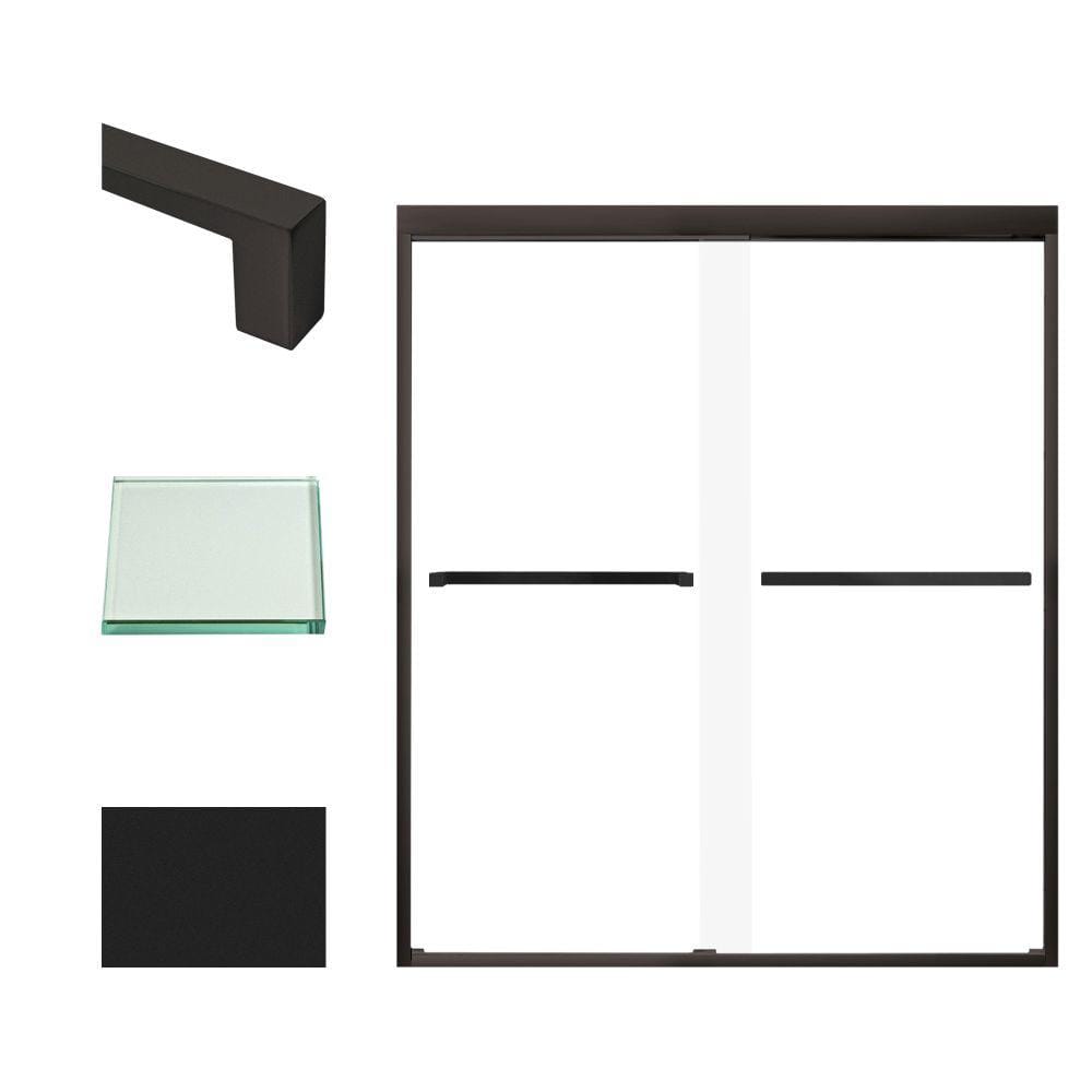 Frederick 59 in. W x 70 in. H Sliding Semi-Frameless Shower Door in Matte Black with Clear Glass price history on PriceWatchPro