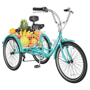 20 in. Adult Tricycle, 3 Wheel Cruiser Bikes 7 Speed, Tricycle Trikes with Cargo Basket &Bell, for Outdoor Cycling