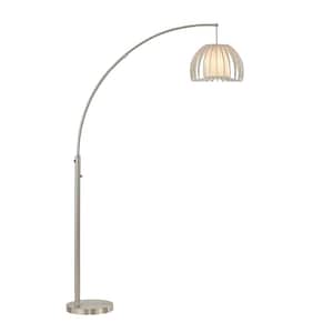 Zucca 83 in. One-Arched Chrome LED Floor Lamp with Dimmer
