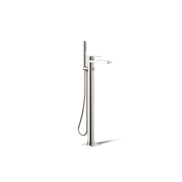 Parallel 1 Handle Floor Mount Freestanding Tub Faucet with Hand Shower in Vibrant Polished Nickel