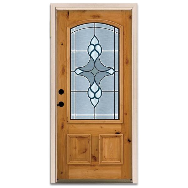 Steves & Sons Trenton 3/4-Arch Lite Prefinished Knotty Alder Wood Prehung Front Door-DISCONTINUED