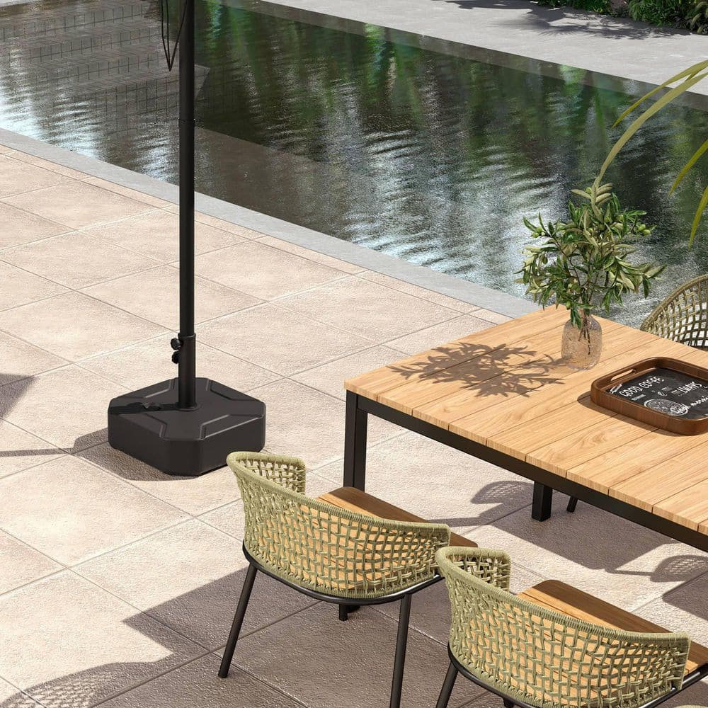 Black HDPE Plastic Fillable Patio Umbrella Base Holder