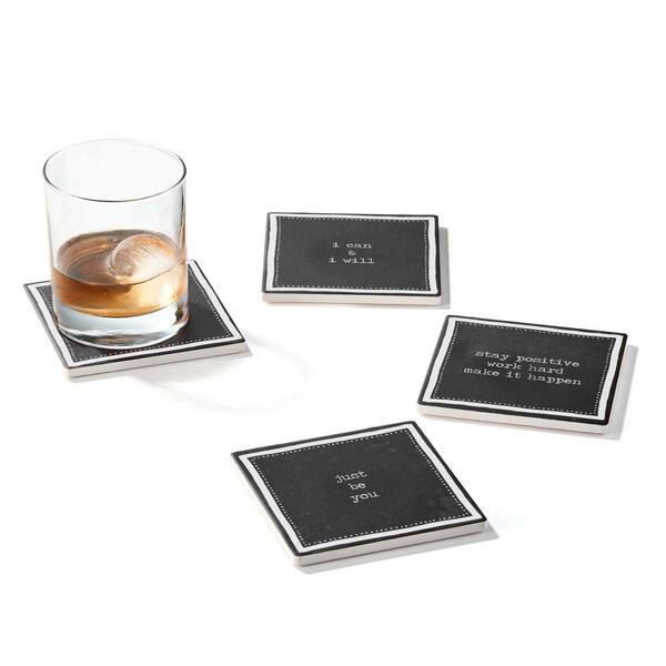 American Atelier Just Be You Set Of 4 Ceramic Coasters 4.25''D
