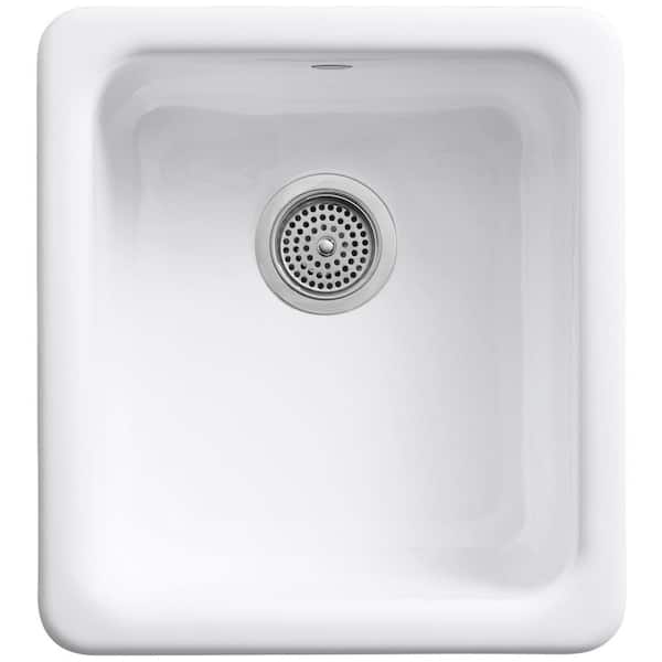 KOHLER Iron/Tones Cast Iron 17 in. Drop-In/Undermount Bar Sink in Black