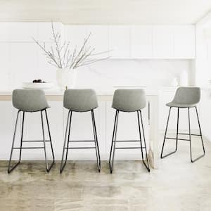 Alexander 30 in. Gray Faux Leather Bar Stool Low Back Metal Frame Counter Height Bar Stool (Set of 8)