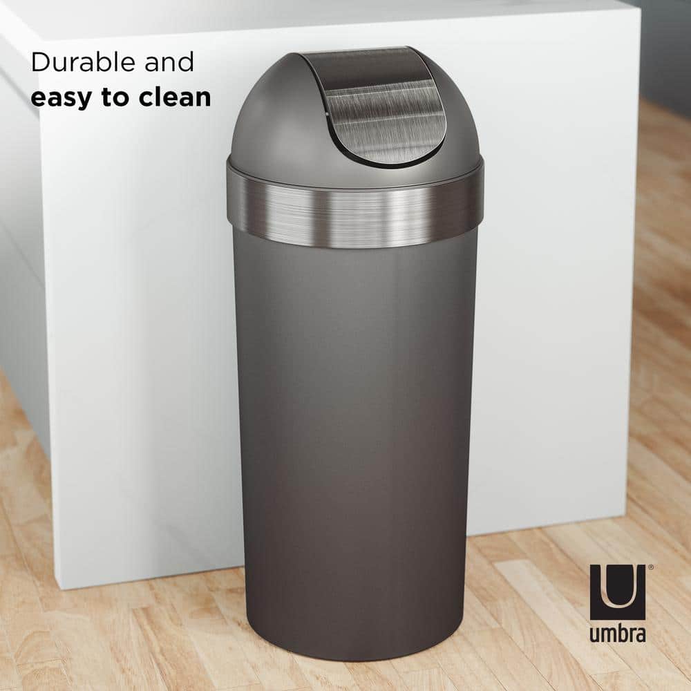 Pewter 16-Gallon Swing Top Kitchen Trash Can