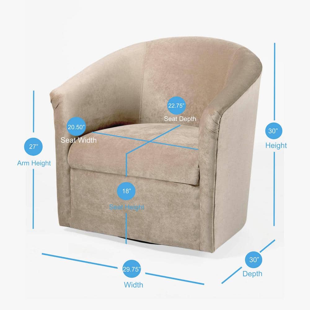 Elizabeth Beige Sand Microfiber Barrel Swivel Accent Chair