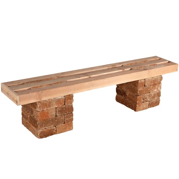 Pavestone RumbleStone 72 in. x 17.5 in. x 14 in. Concrete Garden Bench Kit in Sierra Blend
