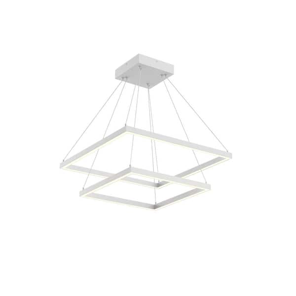 KUZCO Piazza 24 in. 2-Light 87-Watt White Integrated LED Chandelier
