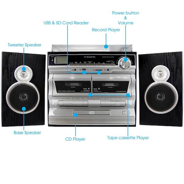x 10 H CD/Cassette Player/Recorder with FM Radio and 6 Headphone Jacks Constructive Playthings 13 W x 6 D 