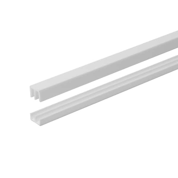 Outwater 7/16 in. D x 17/32 in. W x 48 in. L White Styrene Plastic Sliding Bypass Track Moulding Set for 1/8 in. Doors (3-Pack)